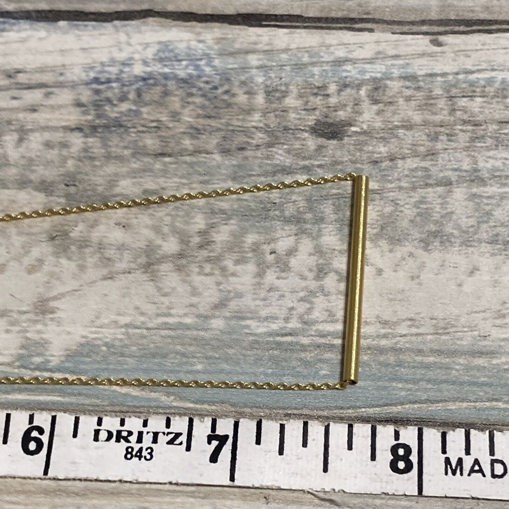 Dainty Bar Pendant Necklace gold Tone Chain 15" NWOT - Picture 7 of 7
